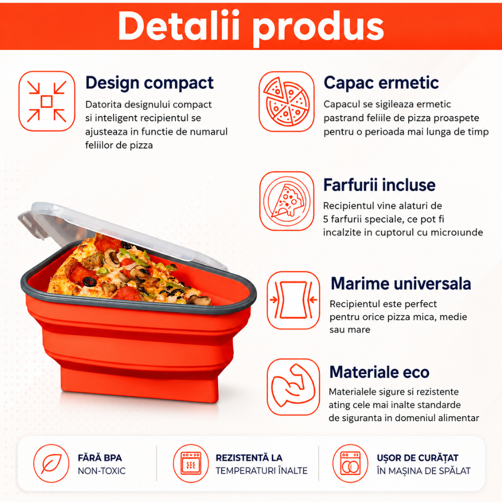 Cutie depozitare pizza din silicon Topaqua Pizza Pack