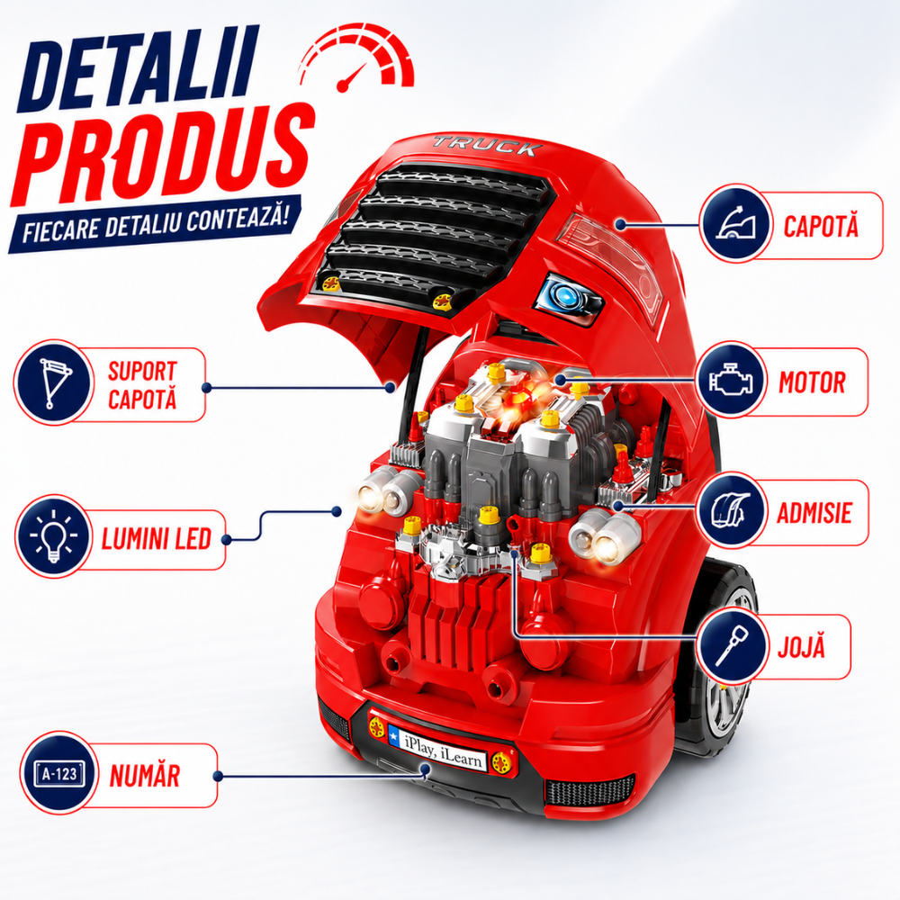 Set Reparatie Motor Auto Mecanic Copii Kidprotect Engine Explorers, 62 Piese