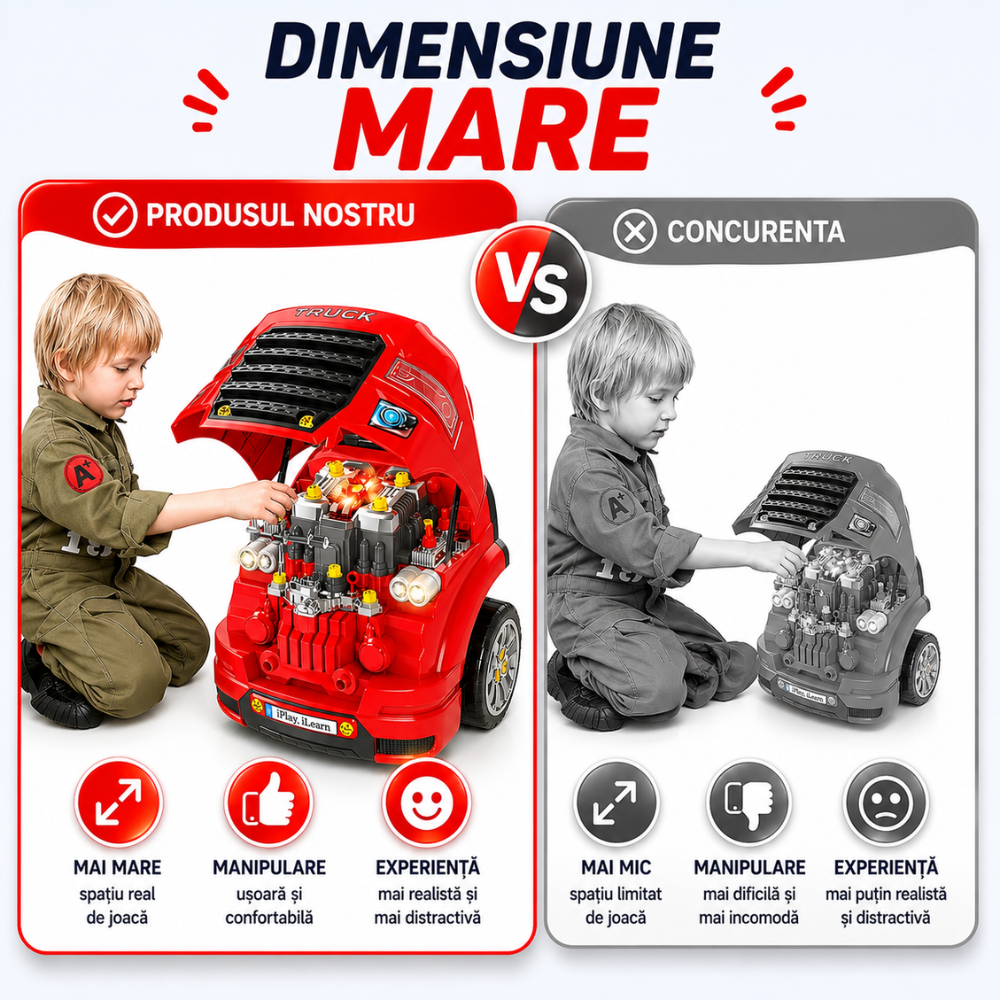 Set Reparatie Motor Auto Mecanic Copii Kidprotect Engine Explorers, 62 Piese