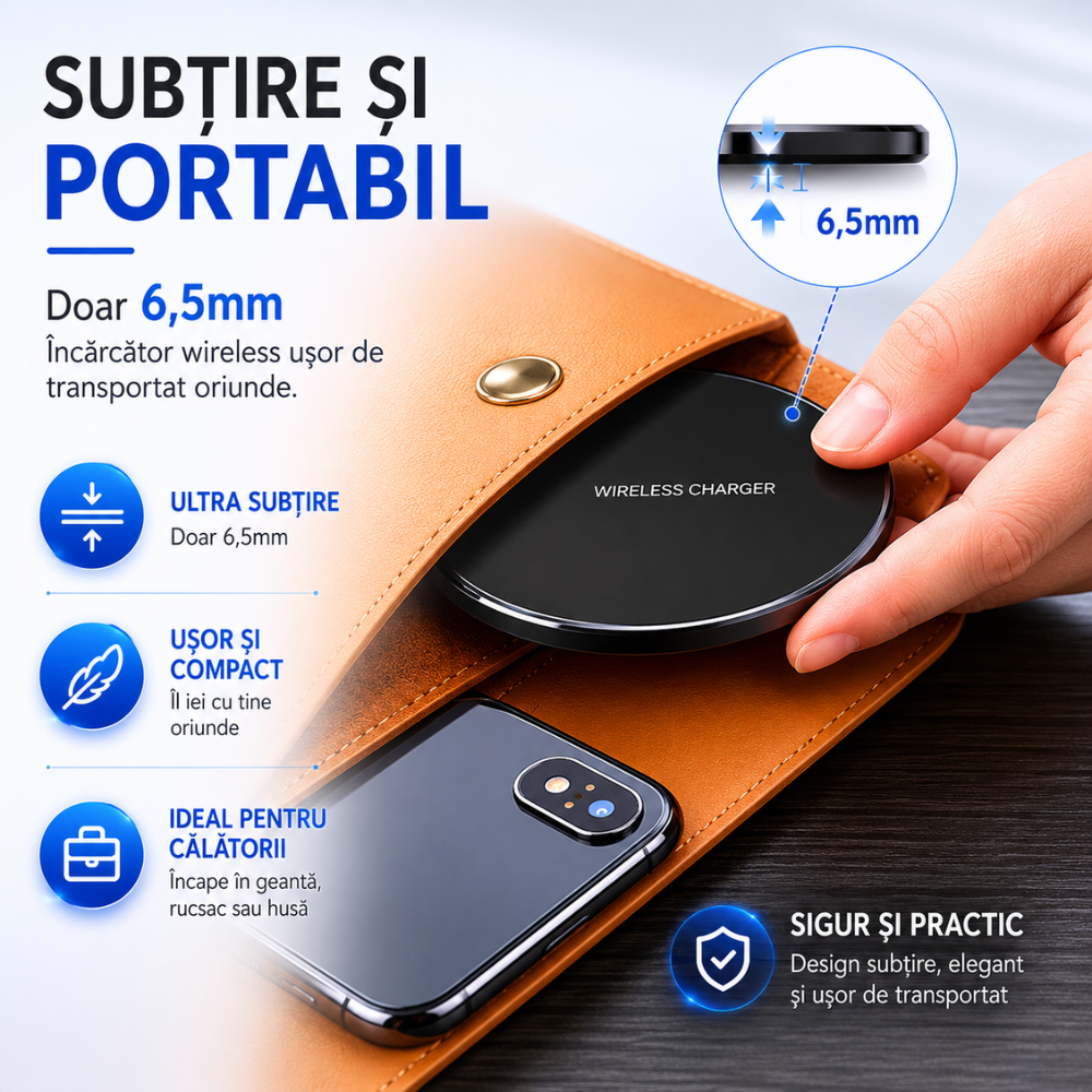 Incarcator wireless de birou rotund Loowoko X9