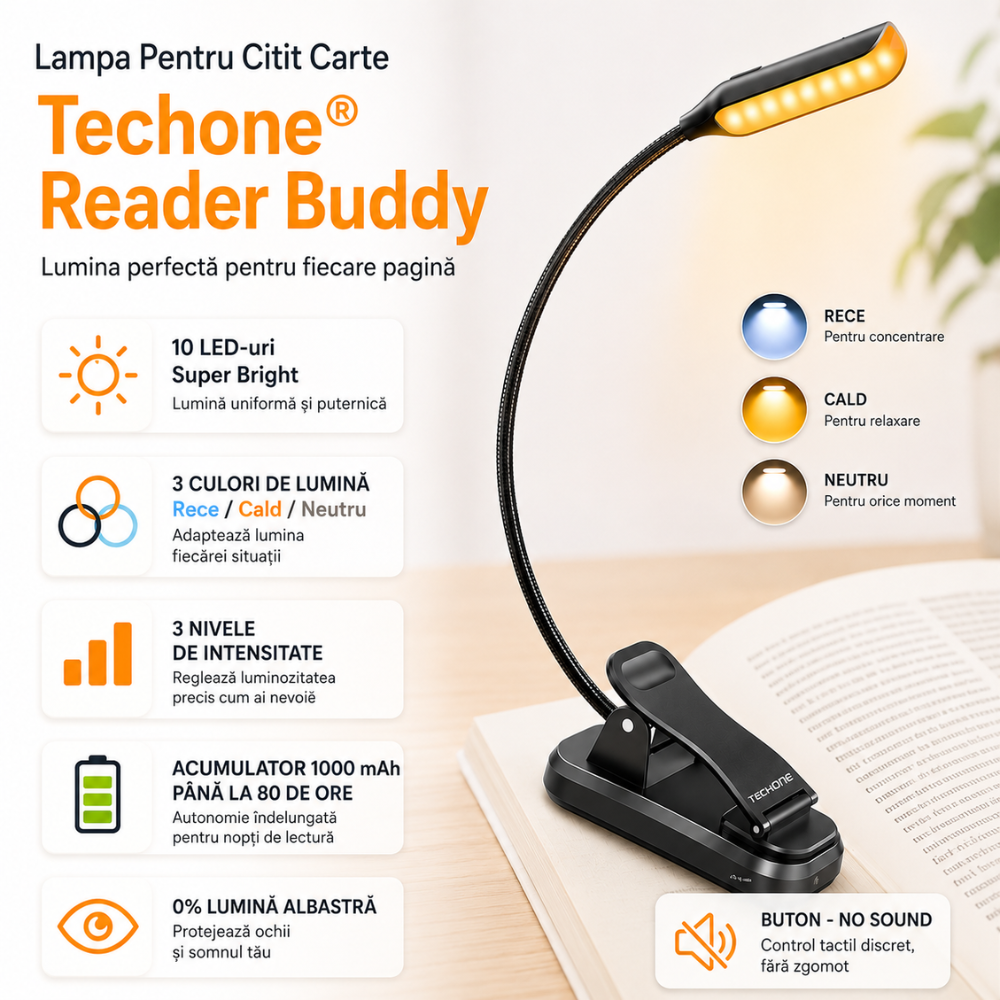 Lampa Pentru Citit Carte Techone Reader Buddy