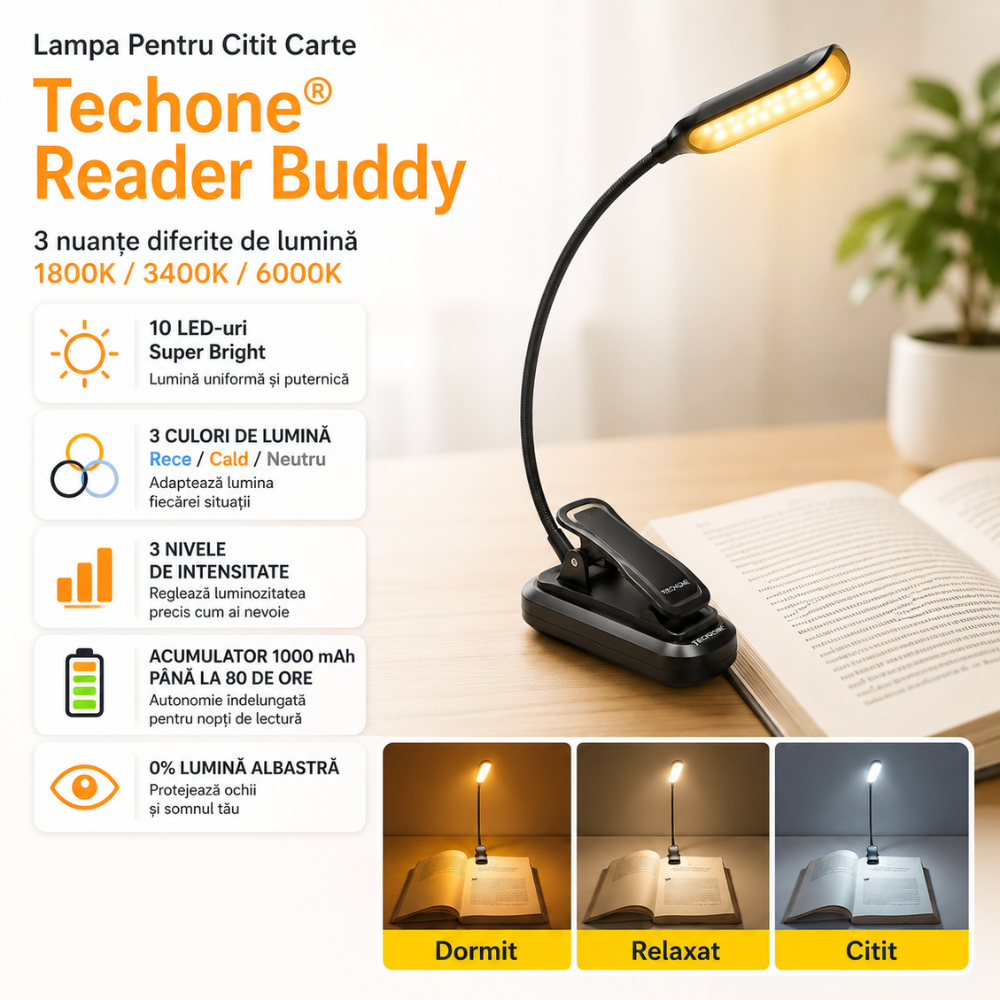 Lampa Pentru Citit Carte Techone Reader Buddy