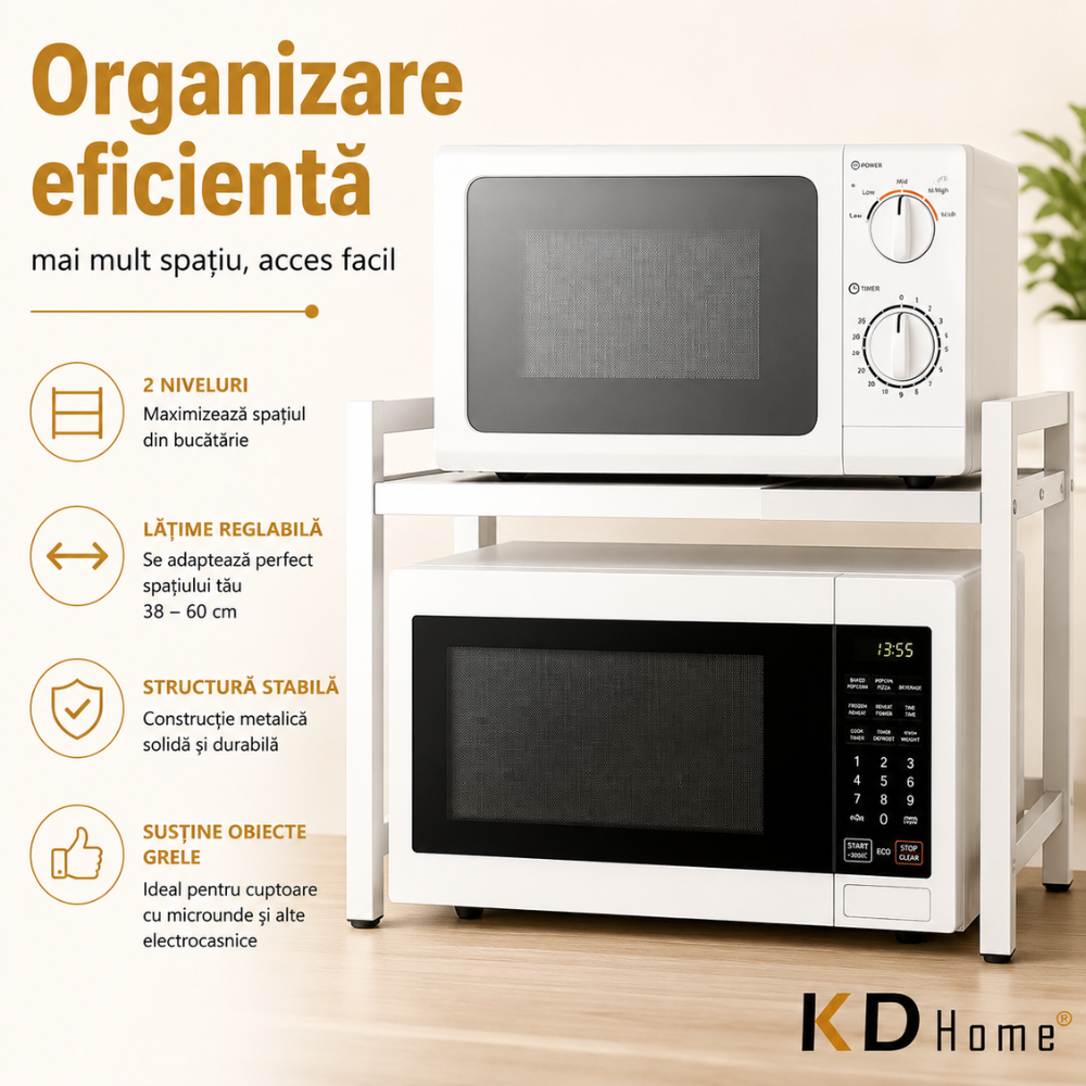 Raft Metalic Cuptor cu Microunde, KD Home SpaceRack