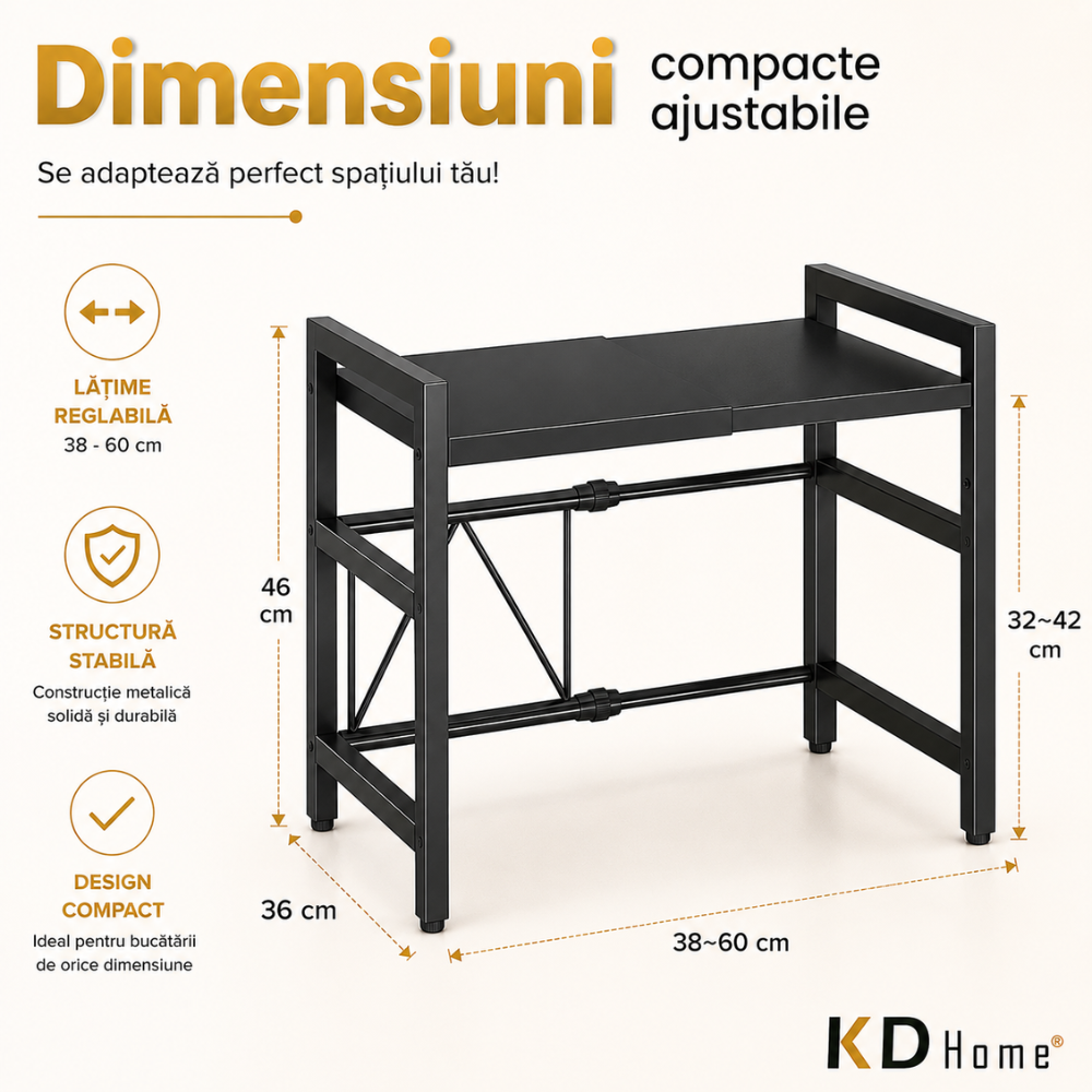 Raft Metalic Cuptor cu Microunde, KD Home SpaceRack