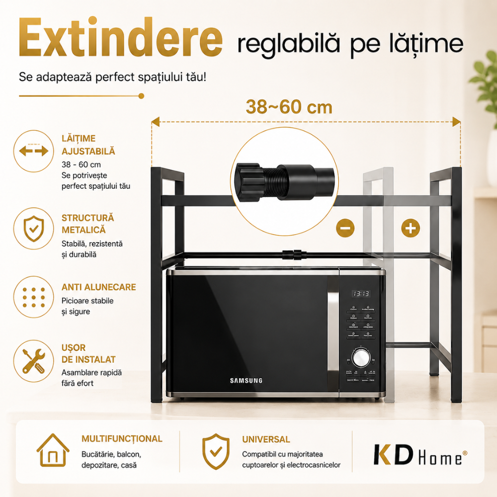 Raft Metalic Cuptor cu Microunde, KD Home SpaceRack