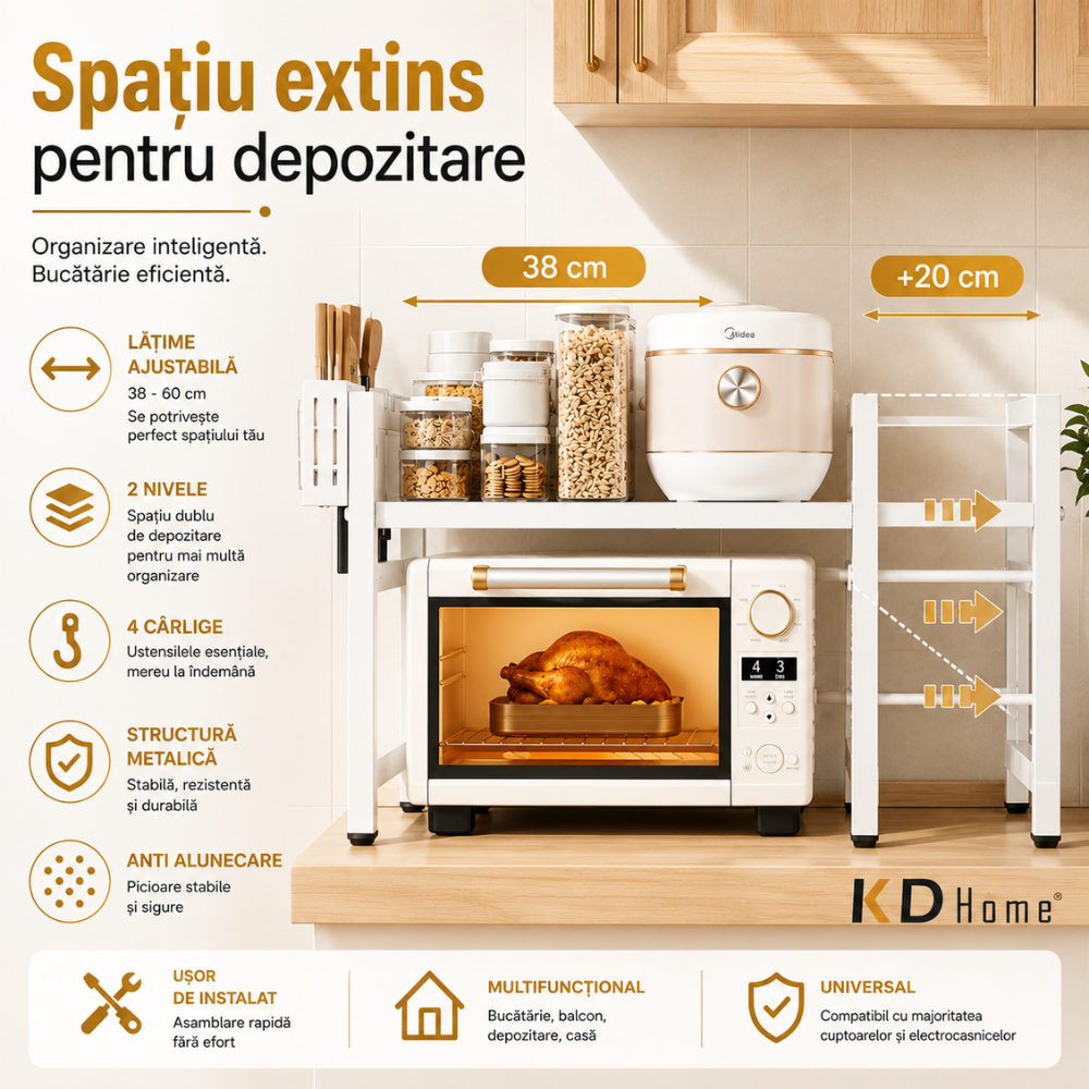 Raft Metalic Cuptor cu Microunde, KD Home SpaceRack