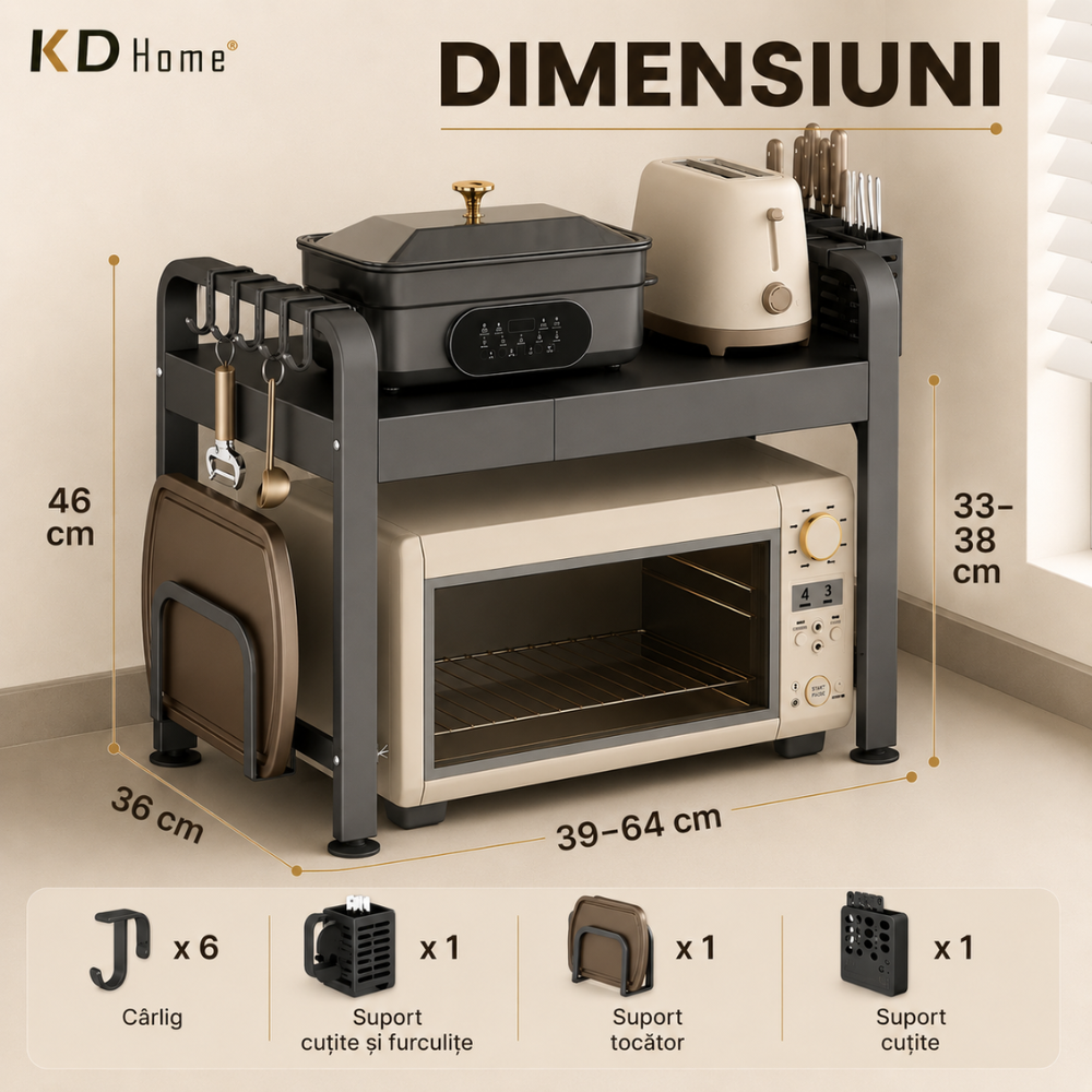 Raft Metalic Cuptor cu Microunde, KD Home Micro Space