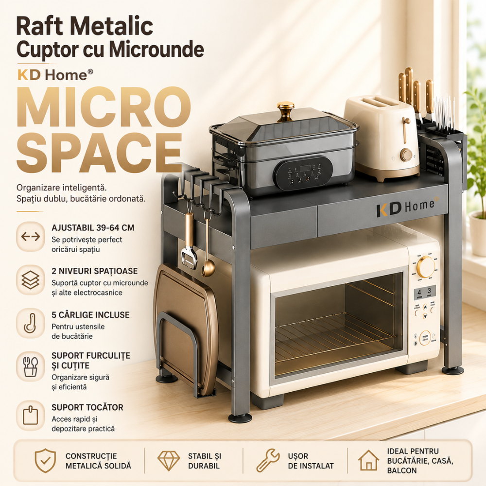 Raft Metalic Cuptor cu Microunde, KD Home Micro Space