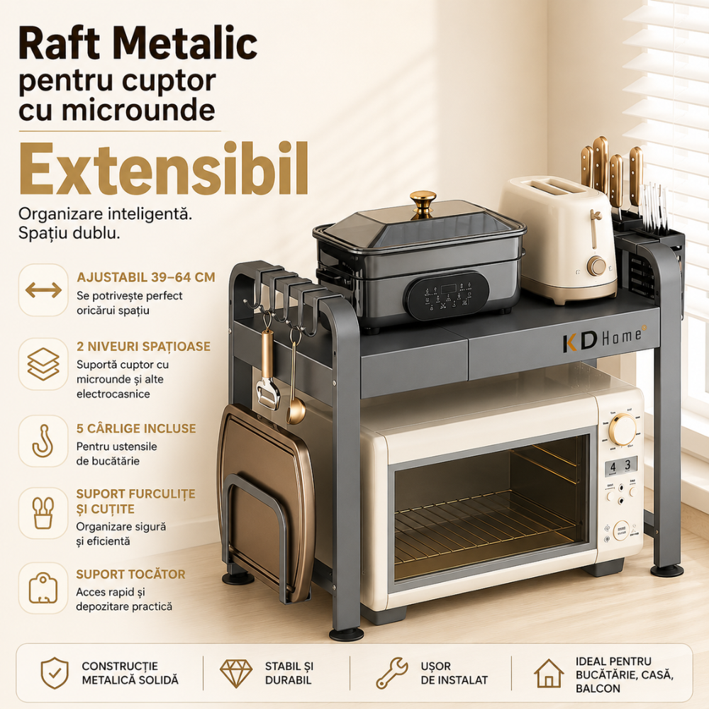Raft Metalic Cuptor cu Microunde, KD Home Micro Space