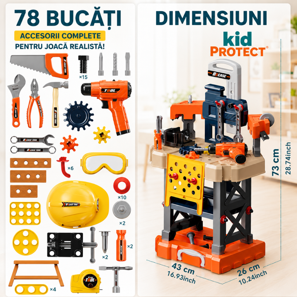 Banc de Lucru Copii 3 in 1 Kidprotect Junior Fix-It Station