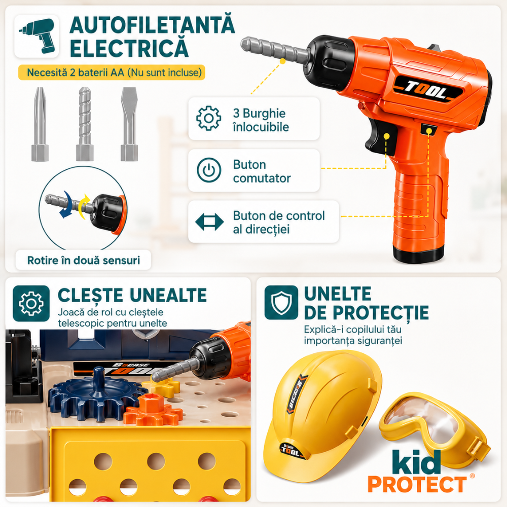 Banc de Lucru Copii 3 in 1 Kidprotect Junior Fix-It Station