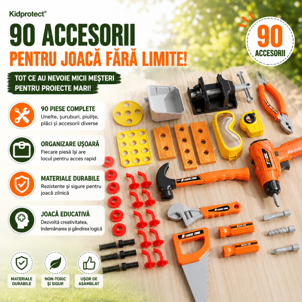 Banc de Lucru Copii 2 in 1 Kidprotect Worker Suite