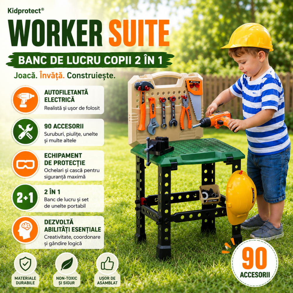 Banc de Lucru Copii 2 in 1 Kidprotect Worker Suite