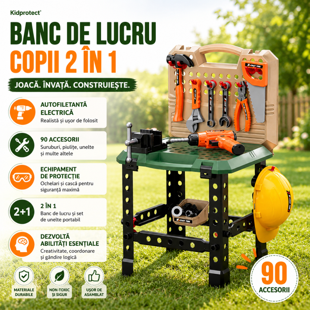 Banc de Lucru Copii 2 in 1 Kidprotect Worker Suite
