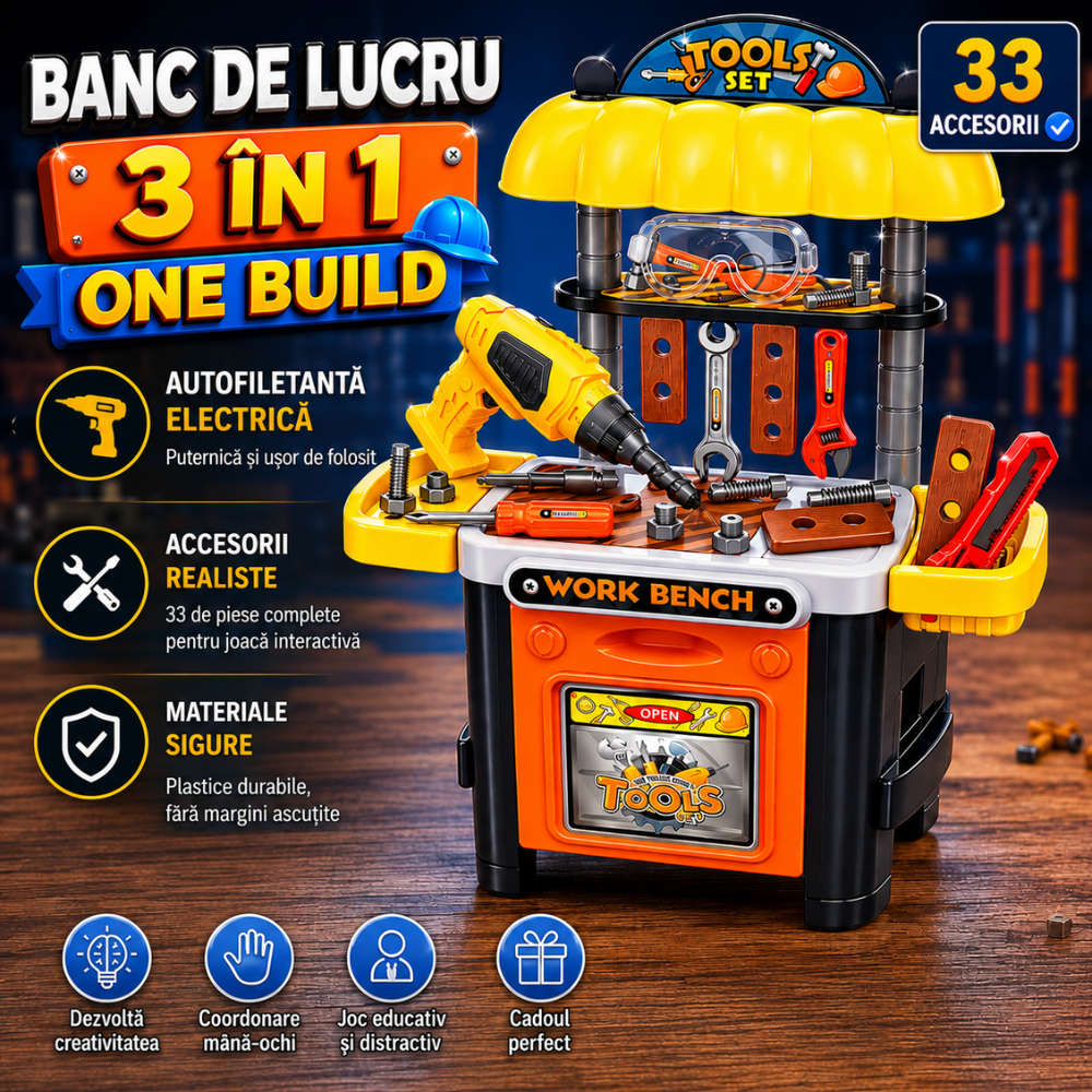 Banc de Lucru Copii 3 in 1 Kidprotect One Build