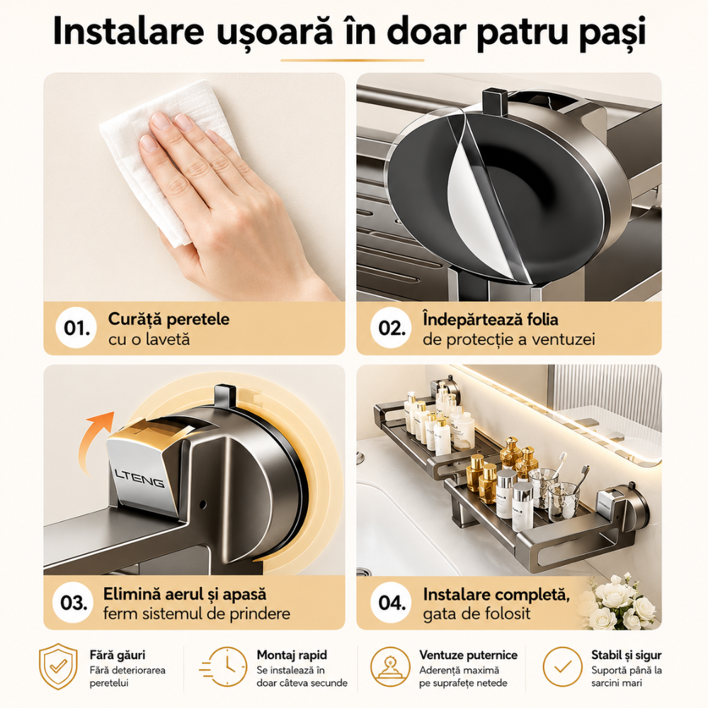 Raft Metalic Tip Organizator Bucatarie sau Baie Topaqua Sink Fairy