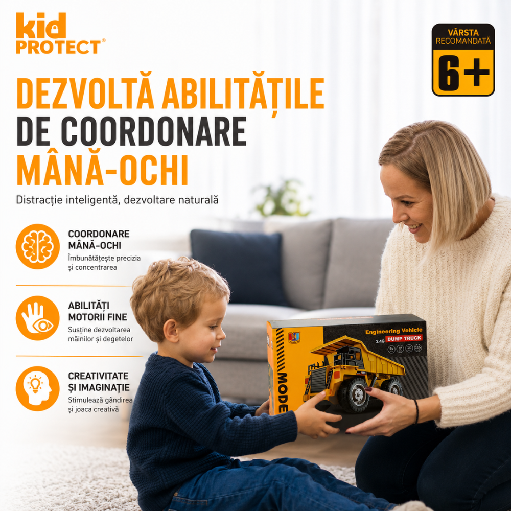 Basculanta Super Realista Cu Telecomanda Pentru Copii KidProtect RockHauler X