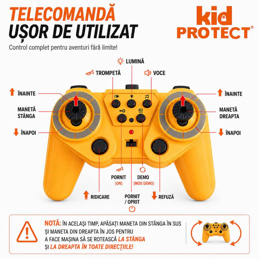 Basculanta Super Realista Cu Telecomanda Pentru Copii KidProtect RockHauler X