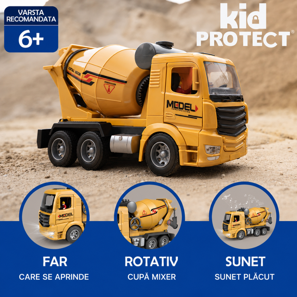 Betoniera Super Realista Cu Telecomanda Pentru Copii KidProtect ConcretePro RC