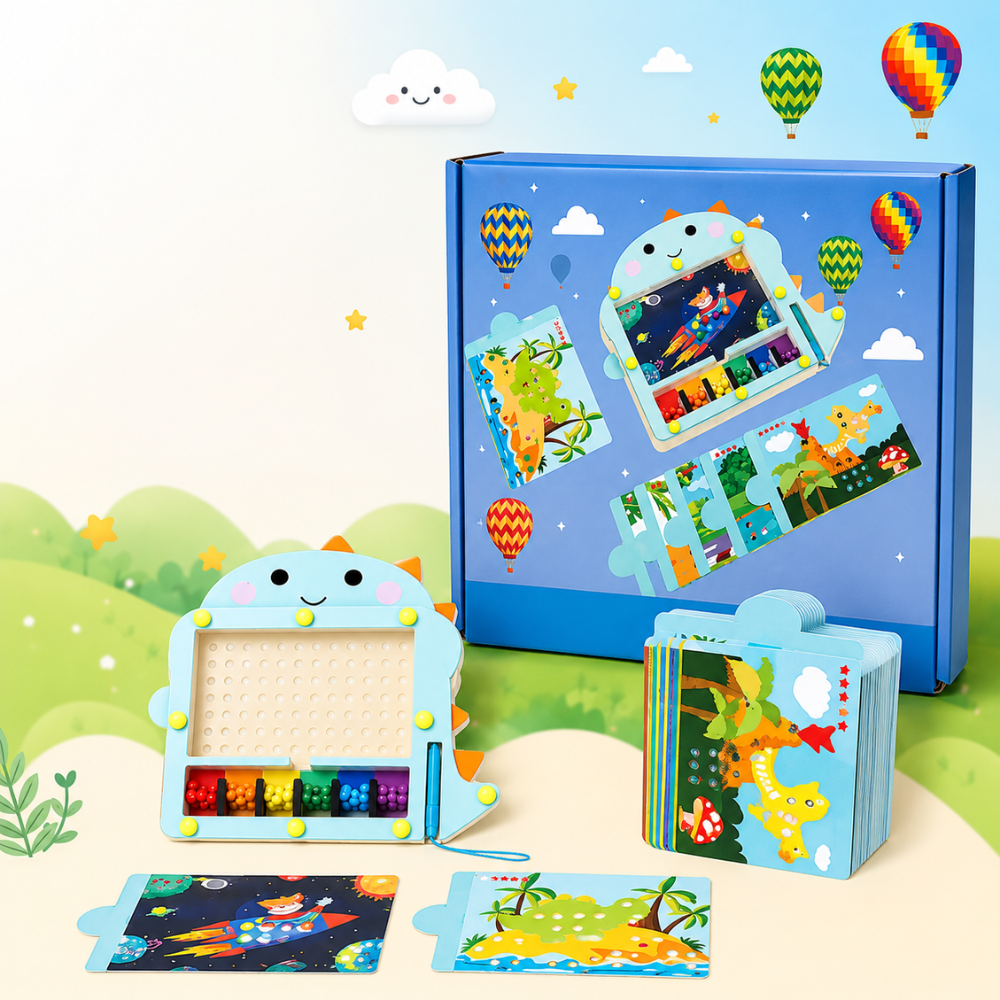Jucarie Tip Puzzle Magnetic Montessori Din Lemn cu Bilute Pentru Copii KidProtect BrainOrbs