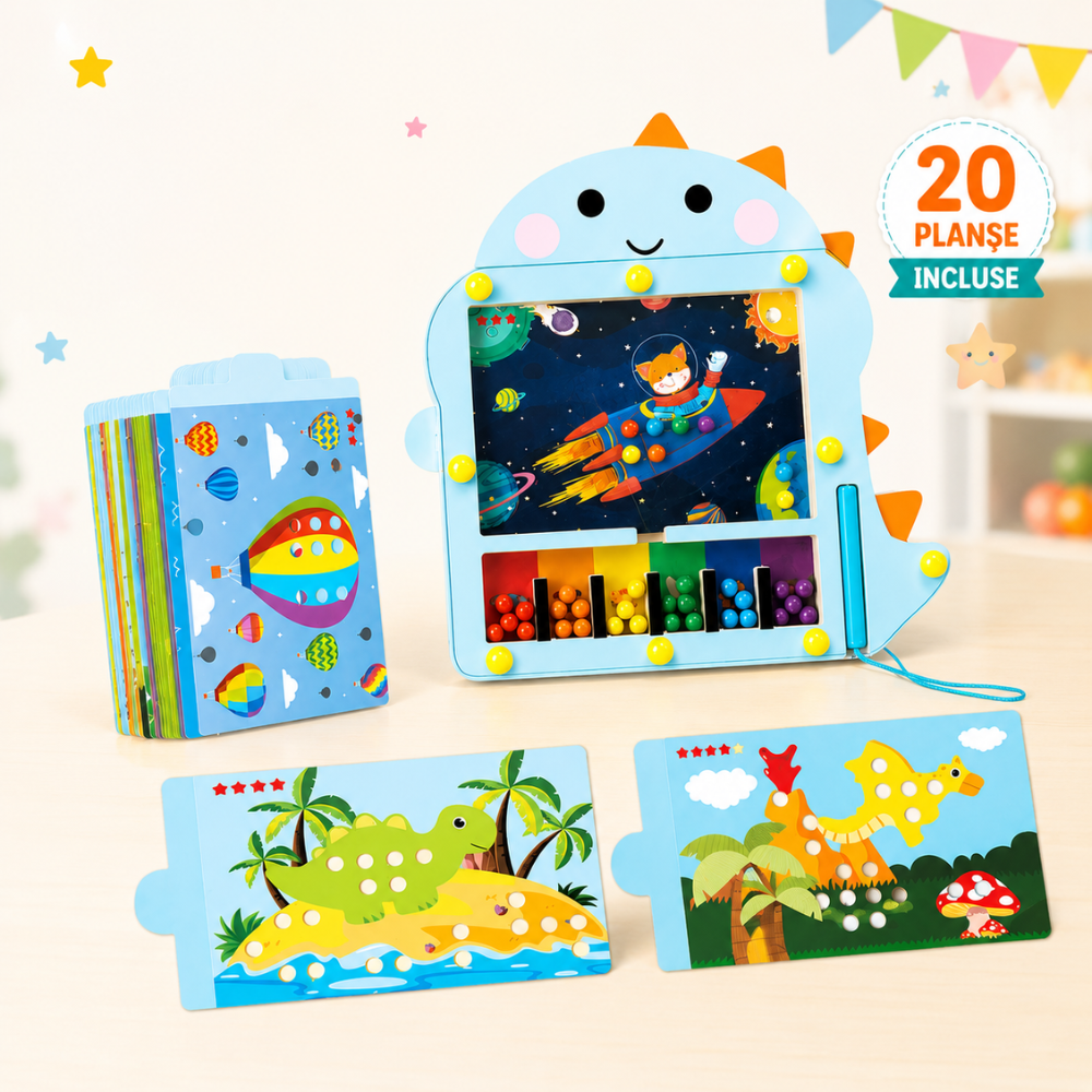 Jucarie Tip Puzzle Magnetic Montessori Din Lemn cu Bilute Pentru Copii KidProtect BrainOrbs