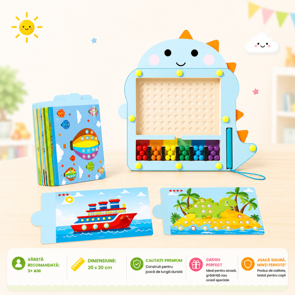 Jucarie Tip Puzzle Magnetic Montessori Din Lemn cu Bilute Pentru Copii KidProtect BrainOrbs