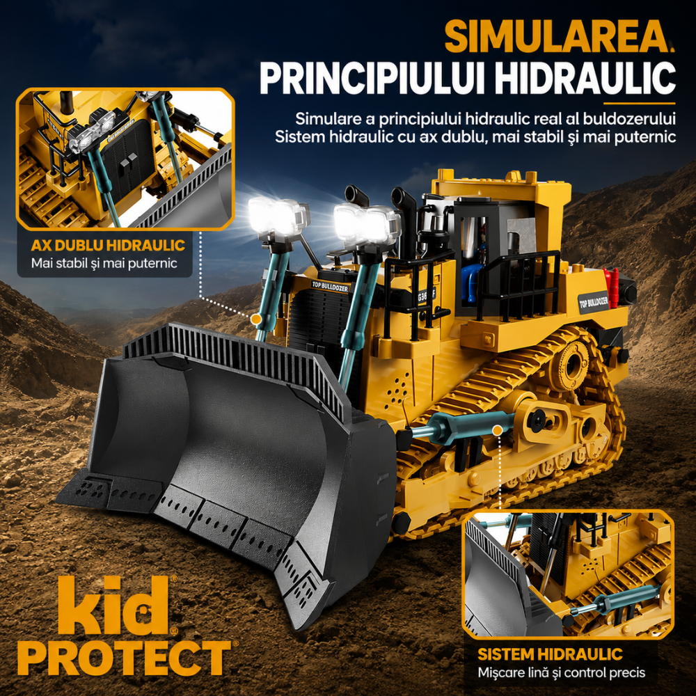Buldozer Cu Telecomanda Pentru Copii KidProtect GruntDozer Pro