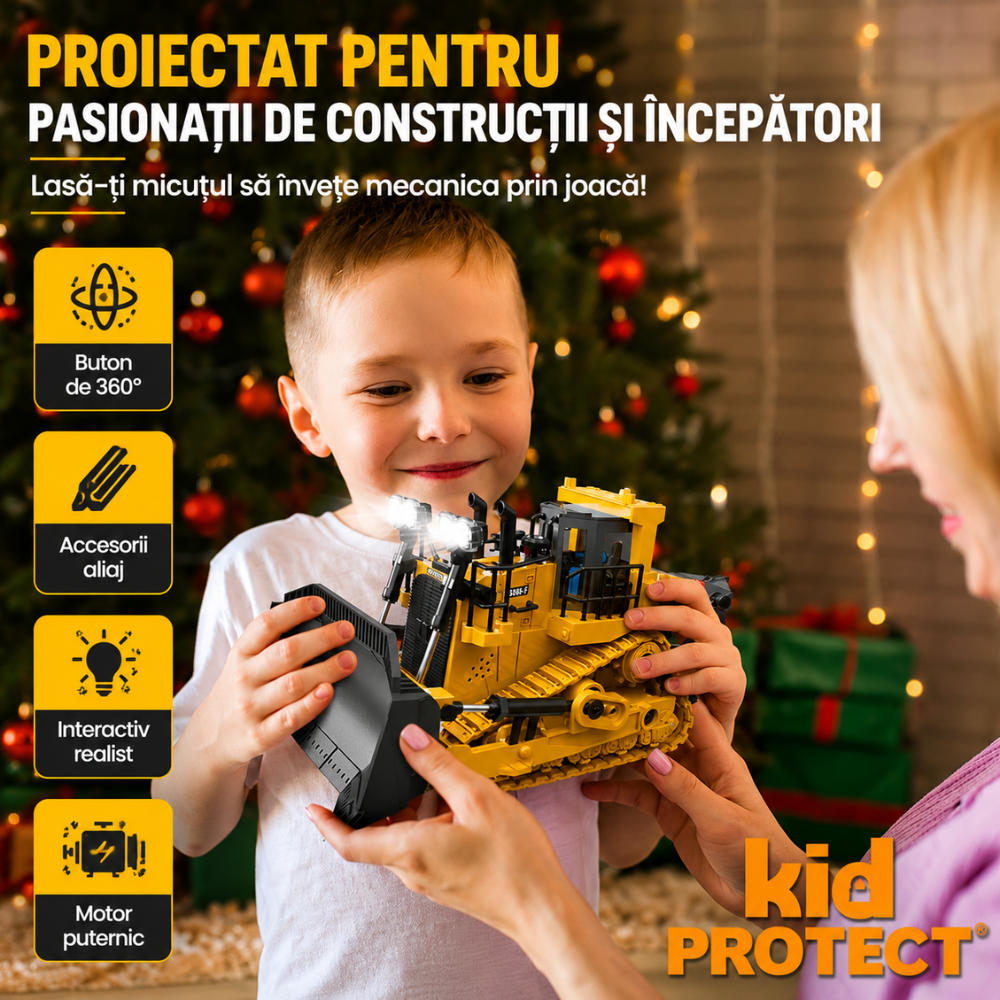 Buldozer Cu Telecomanda Pentru Copii KidProtect GruntDozer Pro