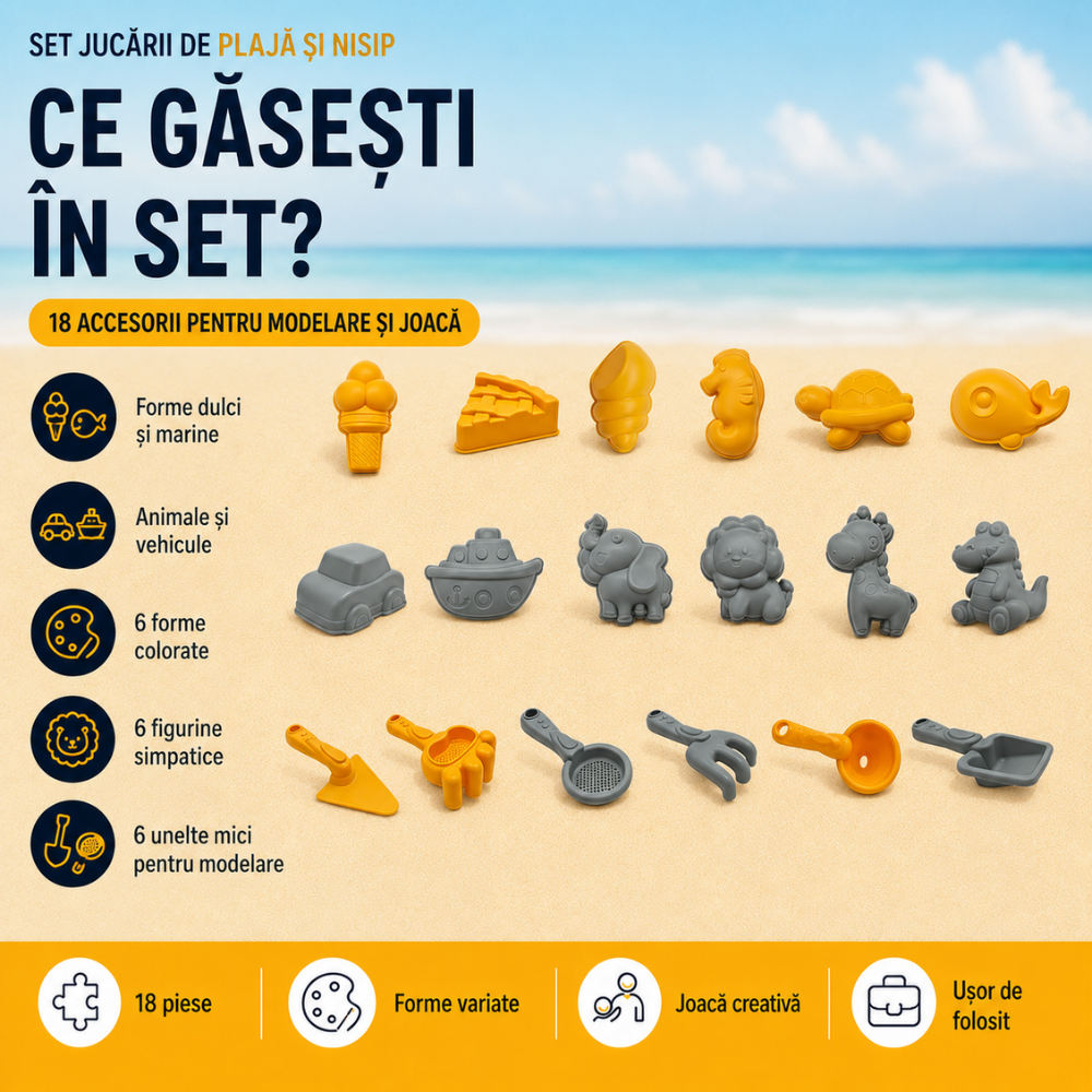 Set Jucarii de Plaja si Nisip KidProtect SunnyDigs