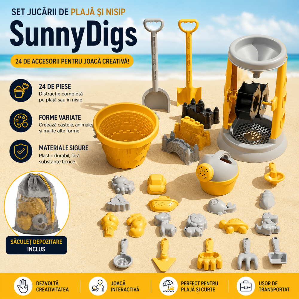 Set Jucarii de Plaja si Nisip KidProtect SunnyDigs