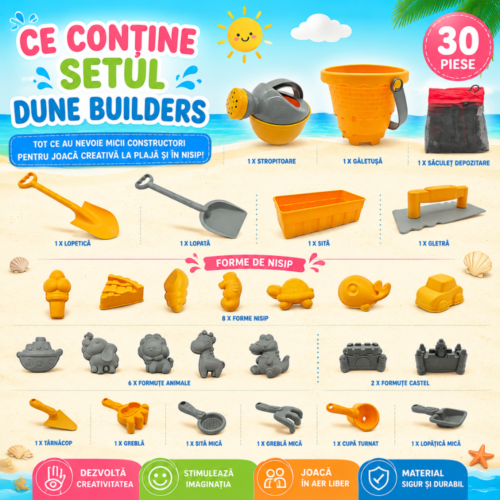 Set Jucarii de Plaja si Nisip KidProtect DuneBuilders