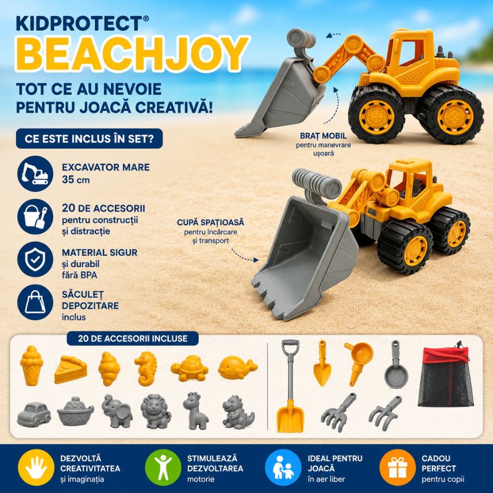 Set Jucarii de Plaja si Nisip KidProtect BeachJoy