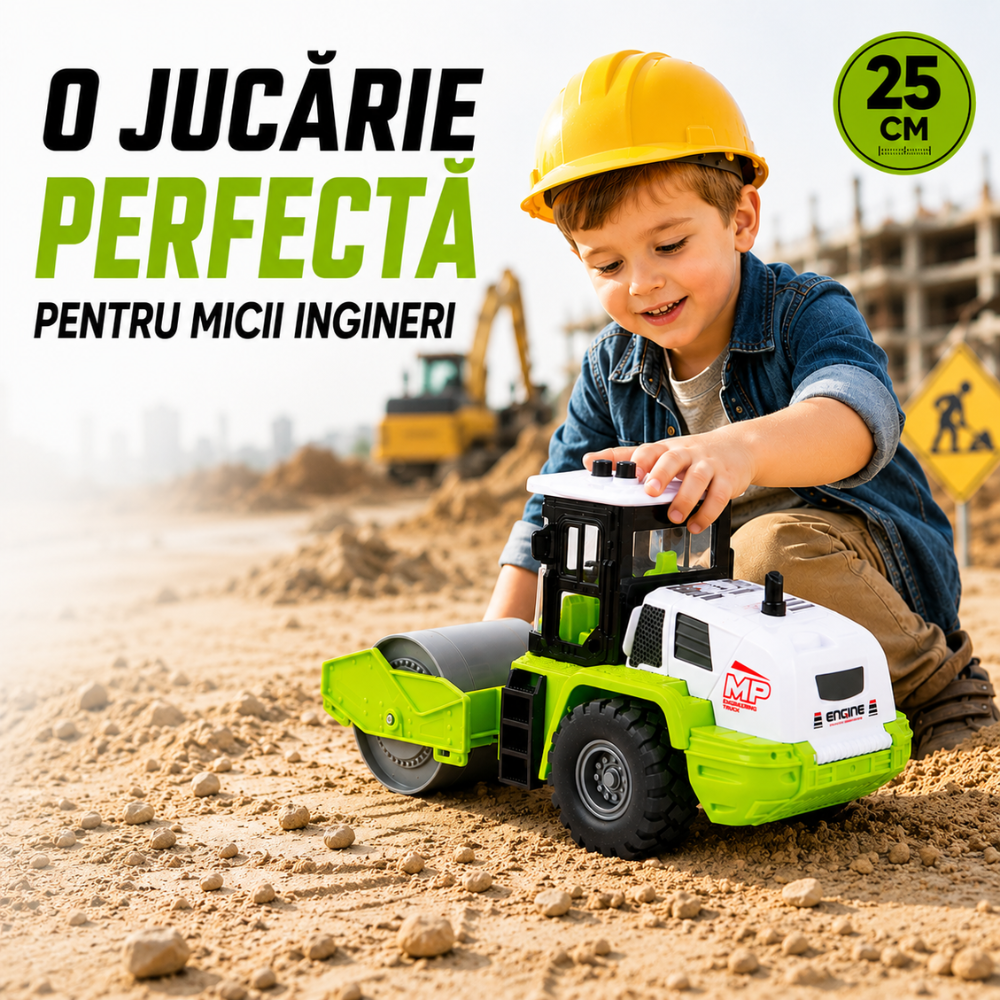 Echipament de Constructie Tip Compactor de Drumuri De Jucarie Pentru Copii, KidProtect Hammer Road