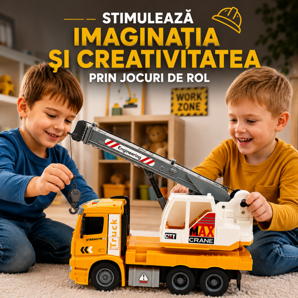Echipament de Constructie Tip Macara Autopropulsata De Jucarie Pentru Copii KidProtect Crane Runner