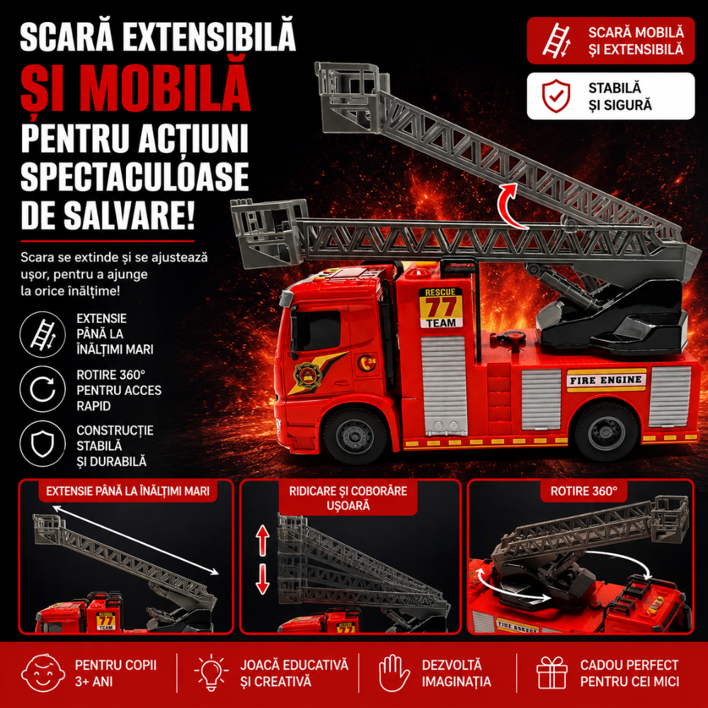 Masina de Pompieri De Jucarie Pentru Copii KidProtect Fire Stop