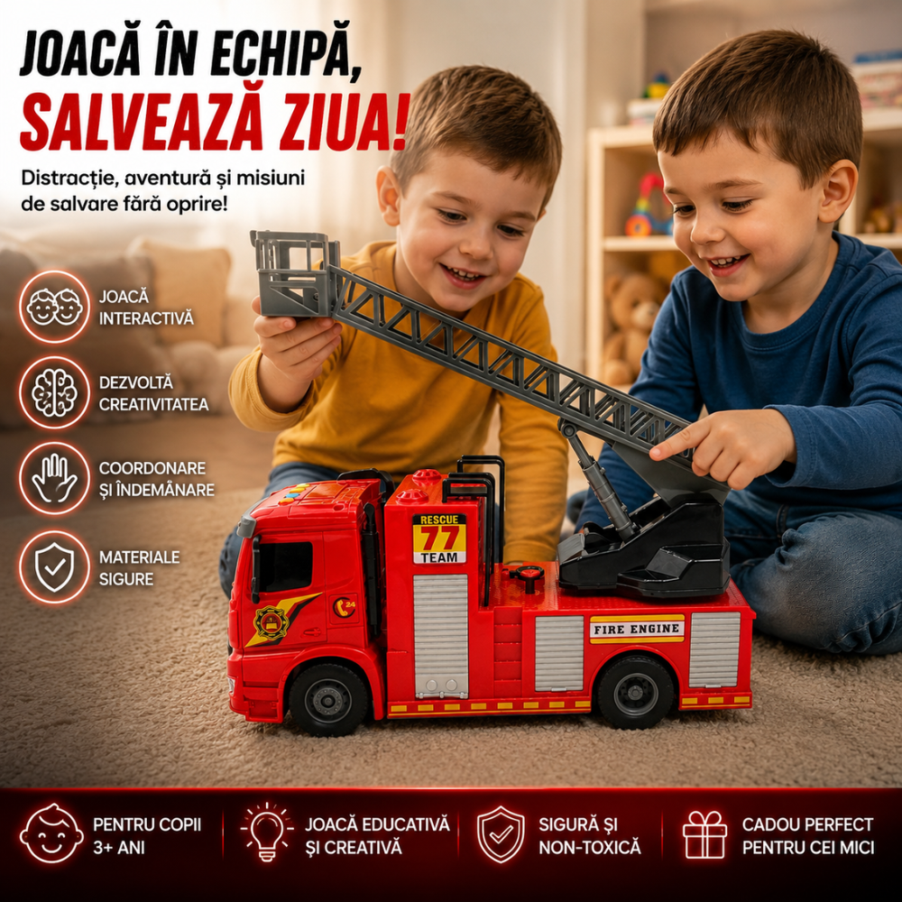 Masina de Pompieri De Jucarie Pentru Copii KidProtect Fire Stop