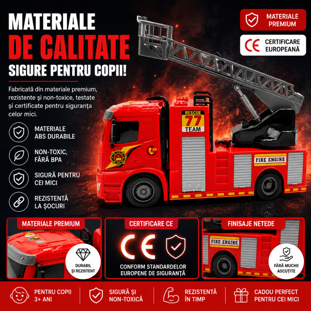 Masina de Pompieri De Jucarie Pentru Copii KidProtect Fire Stop