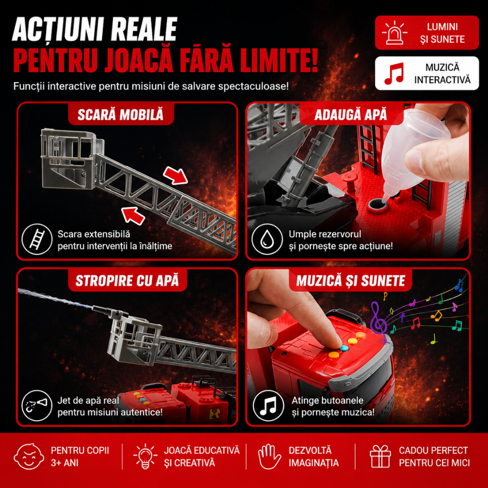 Masina de Pompieri De Jucarie Pentru Copii KidProtect Fire Stop