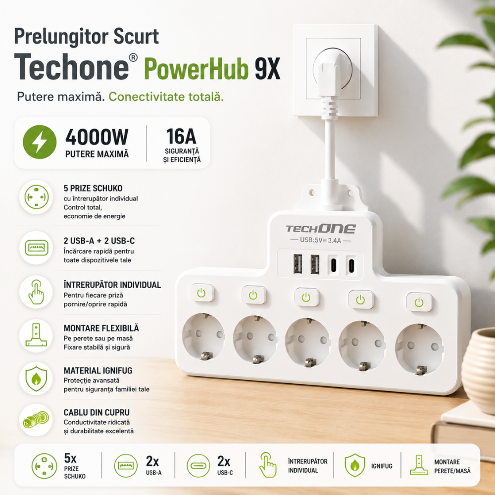 Prelungitor Scurt Techone PowerHub 9X