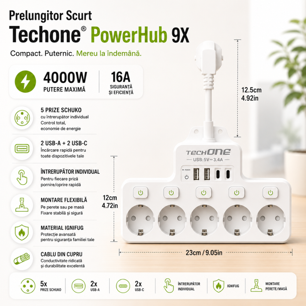 Prelungitor Scurt Techone PowerHub 9X