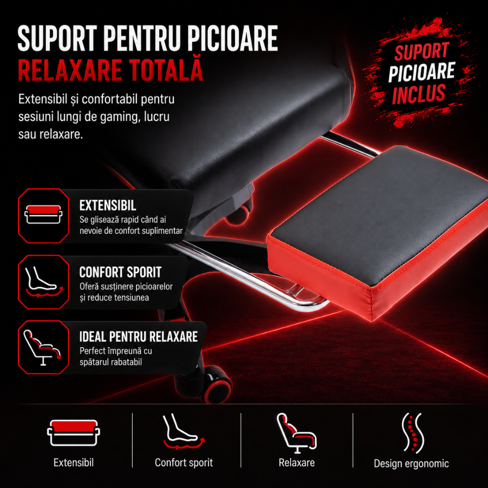 Scaun Gaming Ergonomic KD Home ShadowStrike X2, Rosu