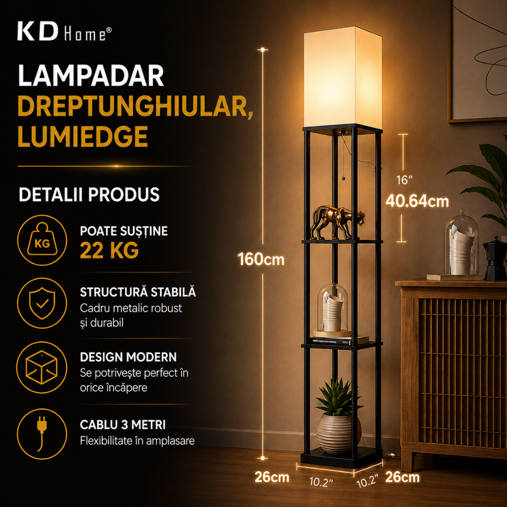 Lampadar Dreptunghiular KD Home LumiEdge