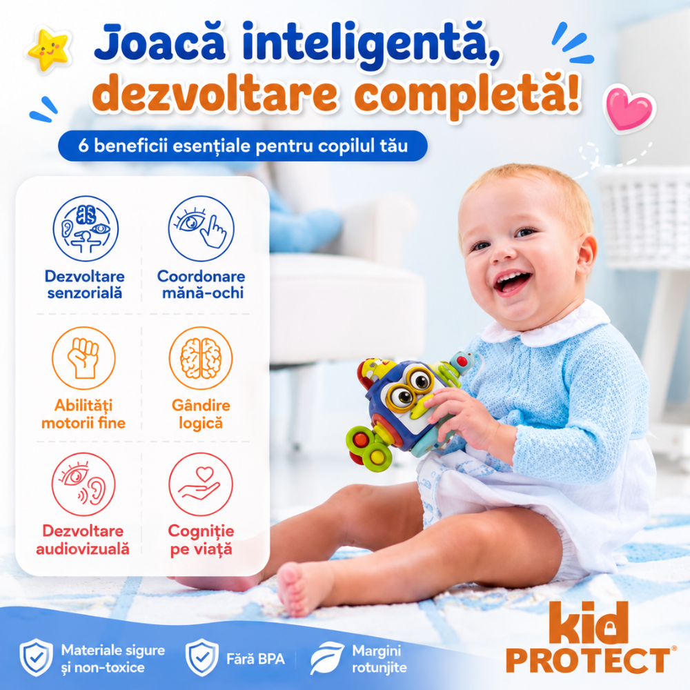 Jucarie Interactiva Bebelusi Montessori KidProtect Puzzle Box