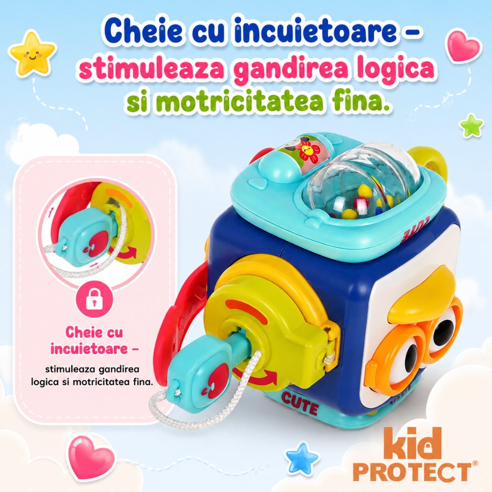 Jucarie Interactiva Bebelusi Montessori KidProtect Puzzle Box