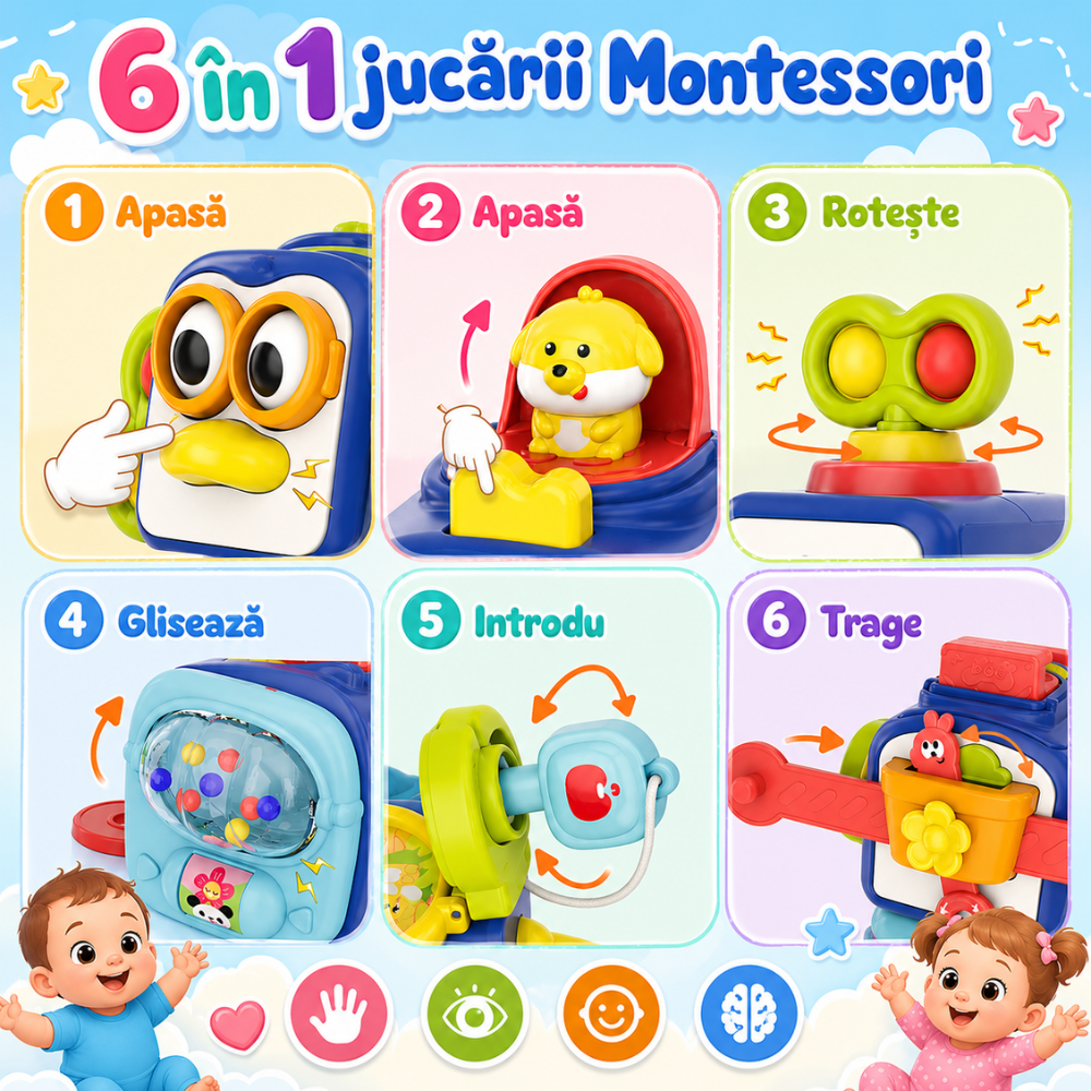 Jucarie Interactiva Bebelusi Montessori KidProtect Puzzle Box