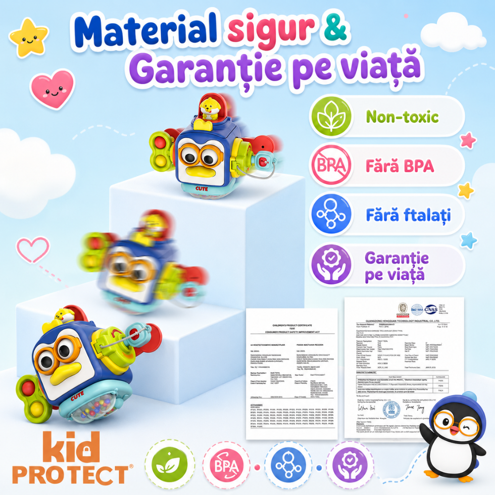 Jucarie Interactiva Bebelusi Montessori KidProtect Puzzle Box