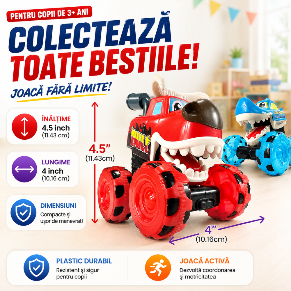 Masinuta Pentru Copii, KidProtect Monster Wheely Bull
