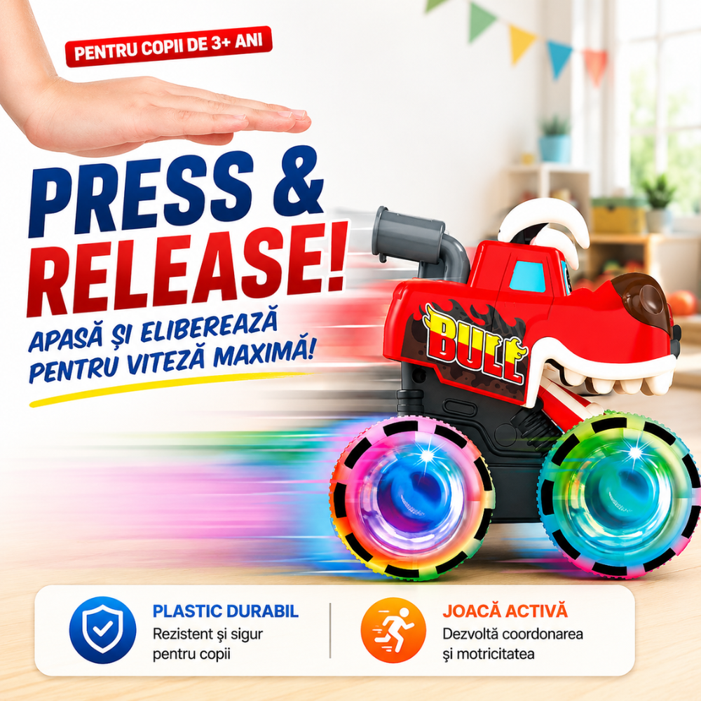 Masinuta Pentru Copii, KidProtect Monster Wheely Bull