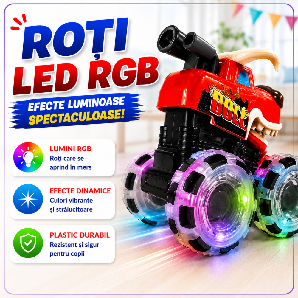 Masinuta Pentru Copii, KidProtect Monster Wheely Bull