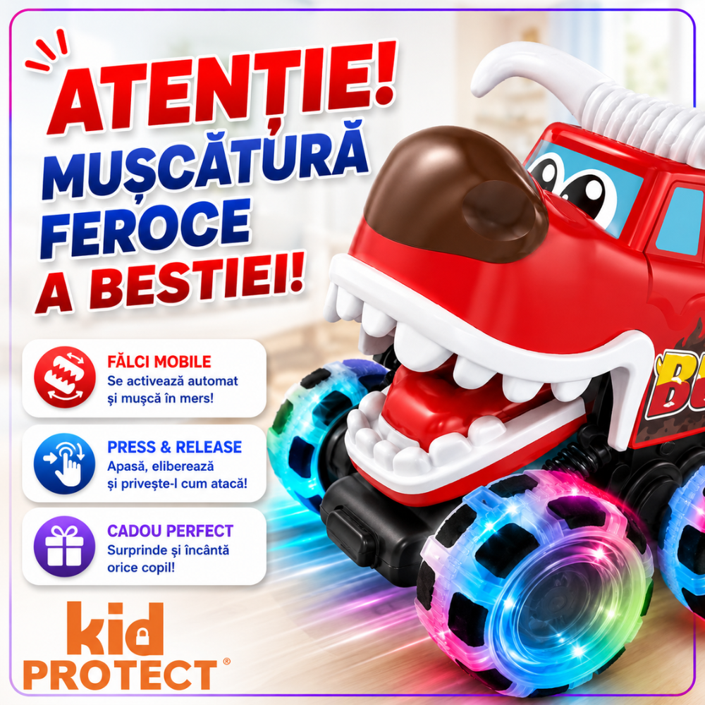 Masinuta Pentru Copii, KidProtect Monster Wheely Bull